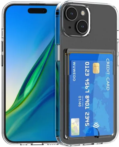 Miniatura 12 de 【Actualización】 Funda tipo cartera transparente para iPhone 13, antiamarilleo, delgada, parachoques de TPU + funda trasera de policarbonato con 2