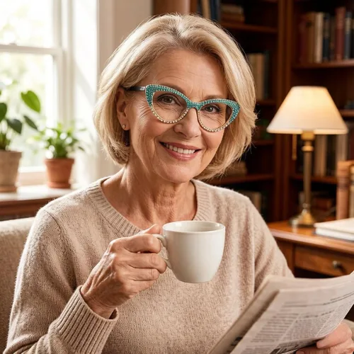 Miniatura 4 de ICARA Oprah Style - Lentes de lectura con diamantes de imitación para mujer, diseño de ojo de gato con diamantes brillantes y bloqueo de luz azul
