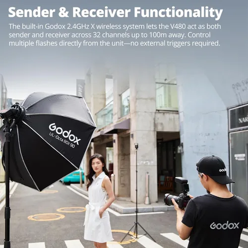 Miniatura 4 de Godox Flash TTL V480N para Nikon, GN50 de alto rendimiento, batería de litio incorporada, 1/8000 HSS, 2.4GX TTL inalámbrico, tiempo de reciclaje