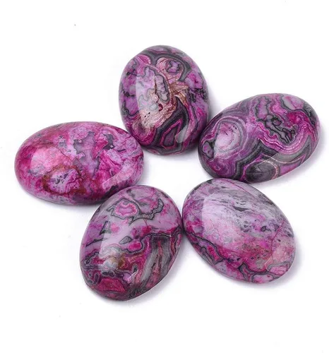 Miniatura 5 de Fashewelry 50 cabujones de piedra preciosa natural ovalada de aventurina verde con parte trasera plana, 0.551 x 0.394 in, cuentas de cristal
