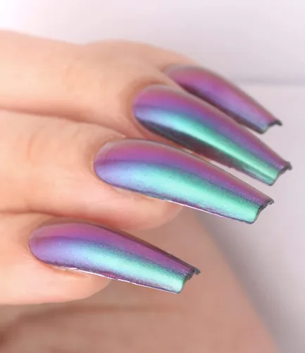 Miniatura 5 de Major Dijit Chameleon - Esmalte de uñas holográfico con purpurina de secado rápido, esmalte de uñas cromado iridiscente brillante (02)
