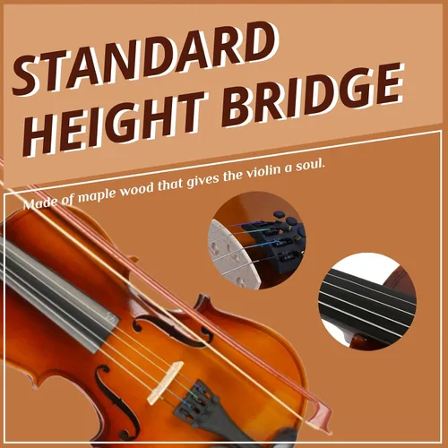 Miniatura 5 de Ktaxon Violín 3/4 para principiantes, violín para estudiantes y entusiastas, kit de violín acústico con estuche, arco, colofonia y manual Satinado