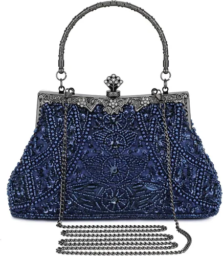 Bolso de mano de Selighting, con cuentas, estilo de los años 1920, para mujer, formal, para novia, de boda, de graduación, elegante, para fiesta de