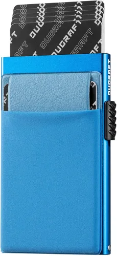 DUGRAFT Tarjetero para tarjetas de crédito con bolsillo para dinero, minimalista, delgado, de aluminio, de metal, para hombres, con bloqueo RFID,