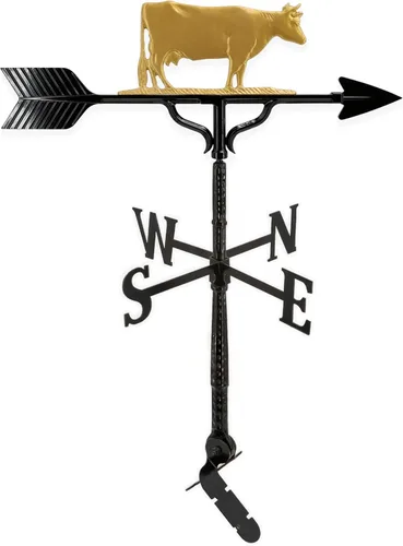 Miniatura 8 de Montague Metal Products Veleta de lujo de 32 pulgadas con adorno de vaca negra satinada, natural Negro