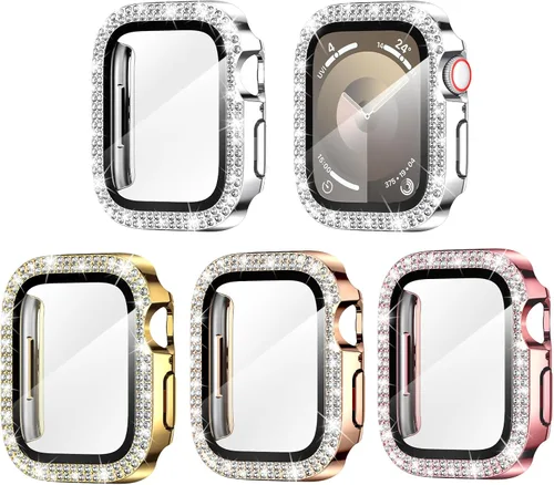 Miniatura 11 de Goton Paquete de 4 Fundas con Diamantes de Imitación para Apple Watch, Protector de 38mm para Series 3/2/1, Funda con Diamantes de Imitación