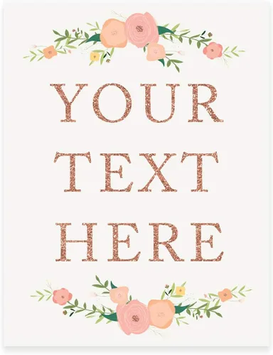 Miniatura 159 de Andaz Press Letreros de fiesta de boda, purpurina de oro rosa sintético con flores, 8.5 x 11 pulgadas, resalta tu versículo bíblico favorito