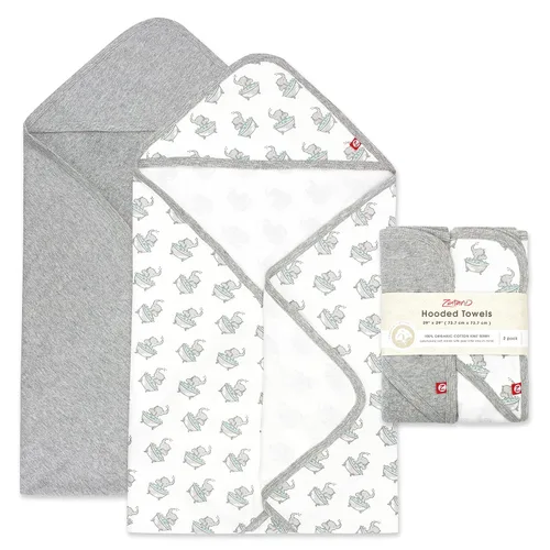 Zutano Toallas de bebé con capucha, toalla de baño de algodón orgánico, toalla de bebé ultra suave y absorbente para recién nacido y bebé, juego de