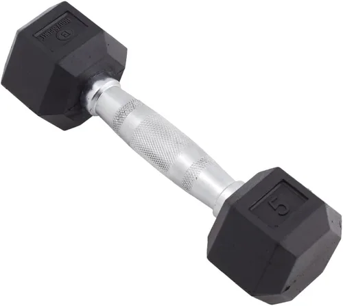 Miniatura 13 de Body Sport Mancuerna hexagonal con revestimiento de goma, individual – Mancuernas para ejercicios – Equipo de entrenamiento de fuerza – Accesorios