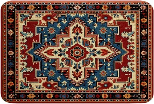Erosebridal Alfombras de baño vintage art decó, alfombra de baño antideslizante con medallón oriental rojo, 16 x 24 pulgadas, estilo bohemio, turco,