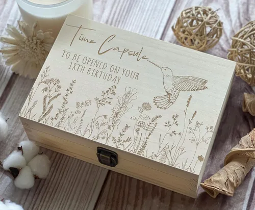 Miniatura 3 de Cápsula para el primer cumpleaños: para abrir en tu cumpleaños número 18, caja de recuerdos grabada, caja de memoria para bebé, regalo
