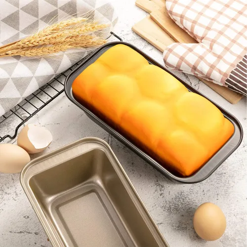 Miniatura 3 de Patelai 4 moldes para pan para hornear pan de 8.5 x 4.5 pulgadas, antiadherente, acero al carbono, estaño rectangular, utensilios para hornear