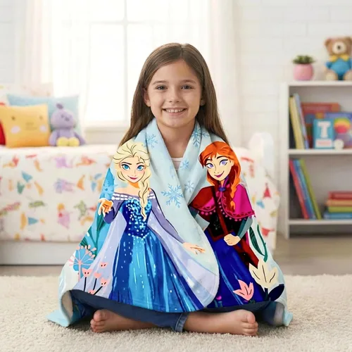 DIISNEY Disney Frozen Princess Anna, Elsa y Olaf - Manta con diseño de copos de nieve y castillo (Anna y Elsa)