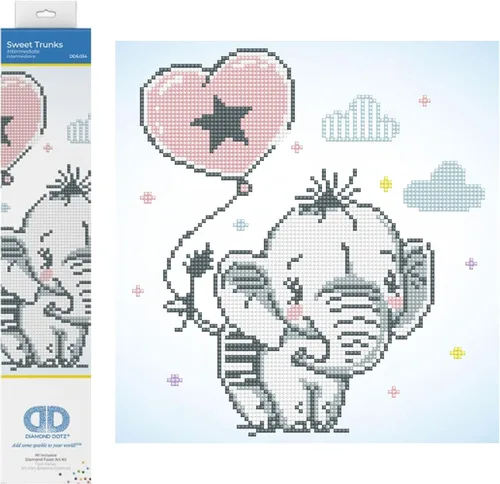 DIAMOND DOTZ Sweet Trunks - Kits de pintura de diamantes de elefante para adultos, kits de arte de diamantes, un kit de manualidades creativo