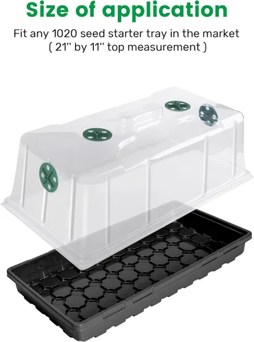 Miniatura 2 de MIXC Paquete de 10 cúpula de humedad de 7 pulgadas de alto extra fuerte, cubierta de bandejas de cultivo 1020, tapa de clonación de semillas de Verde