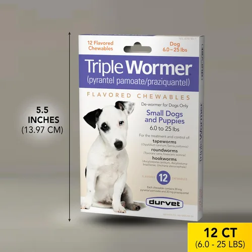 Miniatura 5 de Durvet Paquete de 12 tabletas Triple Wormer para cachorros y perros pequeños