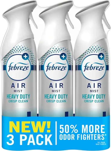 Miniatura 10 de Spray ambientador Febreze, aroma limpio y resistente, eliminador de olores para olores fuertes, 8.8 onzas (paquete de 3)