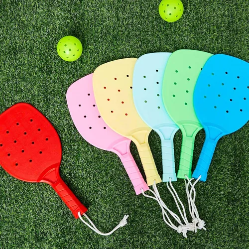 Miniatura 6 de Seenelling Plastic Paddleball Racket PE Equipment for Elementary School with Lanyard Classes Equipment, 15.2 x 7.5 Inches