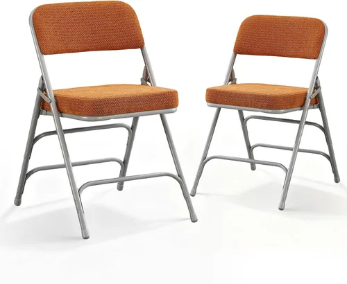 Miniatura 9 de BOOSDEN Juego de 2 sillas plegables, sillas plegables de metal resistente con asientos de tela acolchados, respaldo grande, silla plegable