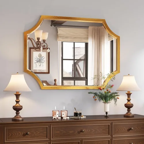 Miniatura 12 de Kelly Miller Espejo de baño negro festoneado para pared, espejo negro de 24 x 36 pulgadas, espejo decorativo de pared con marco biselado para baño