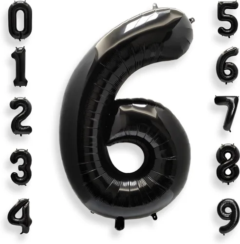 Miniatura 42 de AULE Globos grandes de 40 pulgadas, número 0, negros, grandes, de papel de aluminio, globos de número de helio 0-9, gigantes, jumbo, felices