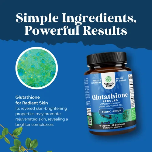 Miniatura 4 de Suplemento de glutatión reducido con cardo mariano - 500 mg por porción Glutatión L puro con ácido alfa lipoico y silimarina de cardo mariano