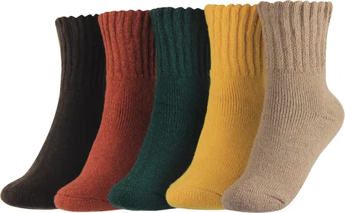BenSorts Calcetines de invierno para mujer, gruesos, cálidos, acogedores, calcetines de cuello redondo, regalos de color sólido