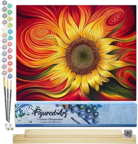 Miniatura 23 de Figured'Art - Juego de pintura por números, lienzo enrollado sin marco, para manualidades, para adultos, 16 x 20 pulgadas, jarrón de peonías