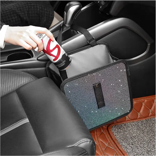 Miniatura 11 de Botes de basura plegables con diamantes de imitación, contenedor de automóvil brillante para organizador y decoración de asientos, accesorios