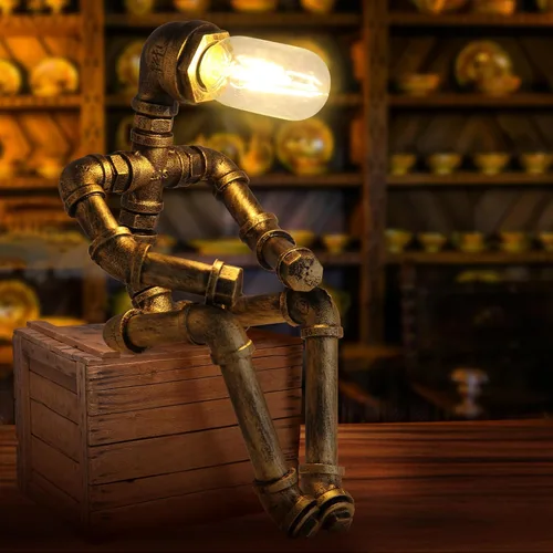 Miniatura 9 de Lámpara de mesa de guitarra musical, lámpara de mesa robot de guitarra steampunk, lámpara steampunk de guitarras retro, lámpara de robot de tubo