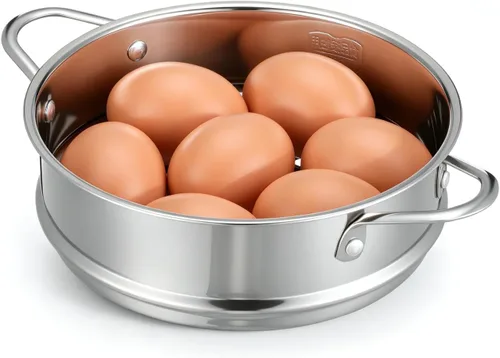 STOBAZA Cesta de vapor de acero inoxidable de 8.66 pulgadas con doble asa, estante de vapor de alimentos para albóndigas, bollos de cocina de