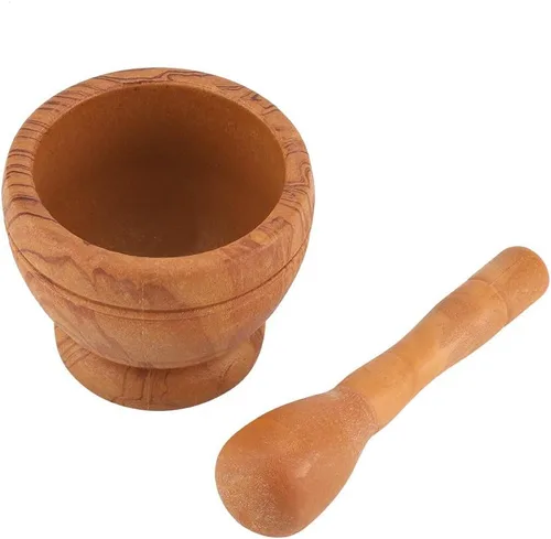 Miniatura 12 de PP Material Molienda Tazón, Mortero y Maja Set, Molinillo de ajo de plástico manual para el hogar, uso en la cocina (blanco)