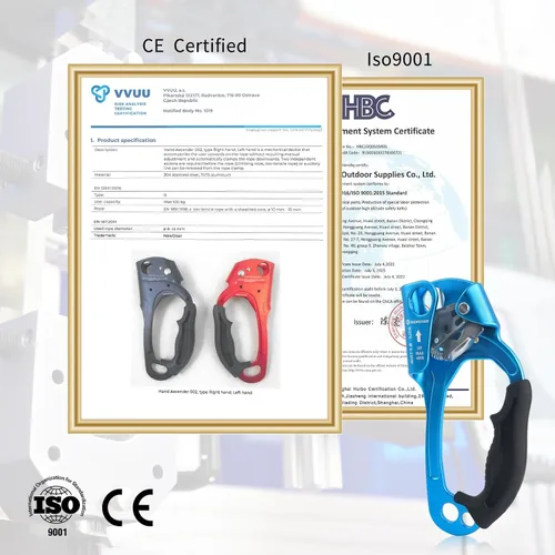 Miniatura 3 de NewDoar Certificado UIAA y CE - Ascendedor de mano para escalada en roca, arborista, equipo de rapel para cuerda de 8~13MM Azul Pro-Derecha