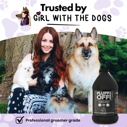 Miniatura 2 de ¡Fluff Off! by Girl With The Dogs, Champú Natural Antishedding para Perros y Gatos, 1 Galón, Hecho en EE.UU., 8 Semanas+