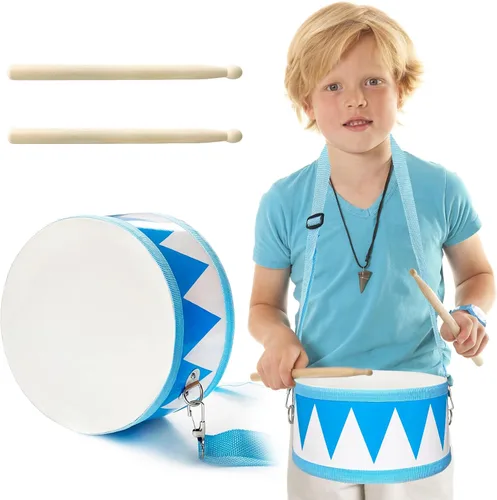Juego de batería para niños, juguetes de batería de madera de 8 pulgadas, juguete musical educativo para bebés con una correa ajustable y 2