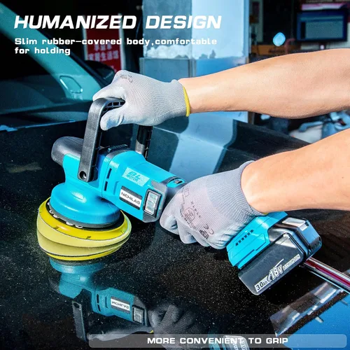 Miniatura 5 de Nichilas Pulidor inalámbrico para automóvil, 6 velocidades, mango de motor sin escobillas, cera para automóvil con disco de trabajo de 5.906 in