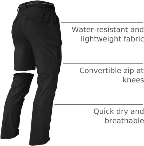Miniatura 49 de Pantalones de senderismo para hombre, convertibles, con cremallera, ligeros, impermeables, de secado rápido, pesca al aire libre, viajes, safari