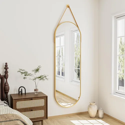 Miniatura 13 de Espejo para colgar sobre la puerta de longitud completa, 48 x 14 pulgadas, espejo de arco de longitud completa, espejo de pared detrás de la puerta