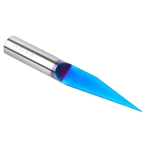 Miniatura 8 de EANOSIC Broca de enrutador de ranura en V de 15 grados, vástago de 1/4 pulgadas, broca de carburo sólido con revestimiento azul nano para grabado