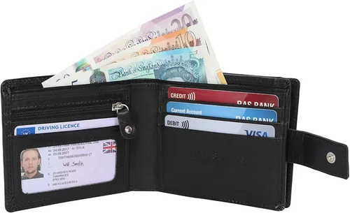 Miniatura 3 de STARHIDE Cartera de cuero real con cierre RFID para hombre 1180