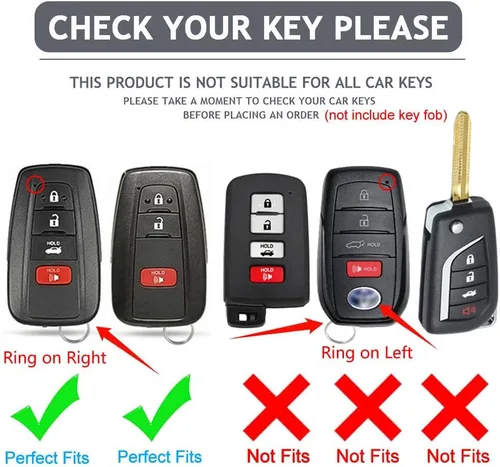 Miniatura 2 de Funda para llavero Toyota Camry RAV4 con llavero, estuche protector de 360 grados de TPU suave premium para llavero de Highlander Avalon GT86 (negro)