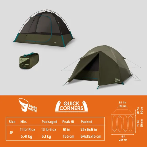 Miniatura 2 de Kelty Daydreamer Tienda de Campaña 4P + 6P, Tela Blackout, Altillo de Equipaje con Difusión de Luz Interior, Altura de Pie, Libre de PFAS