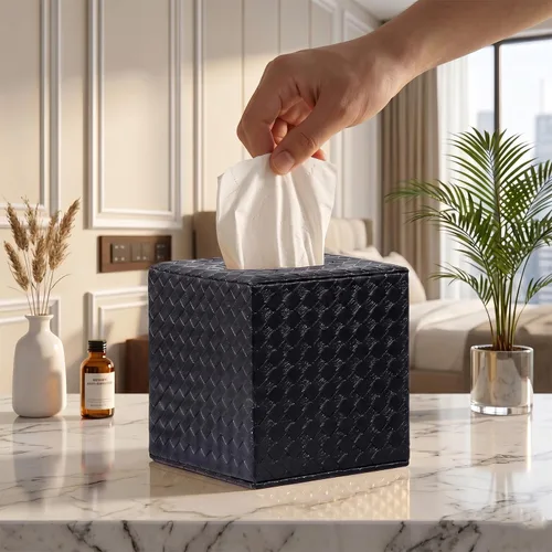 Cubierta de Caja de Paños Negra, Cuadrada, Soportes de Caja de Paños para Accesorios de Baño