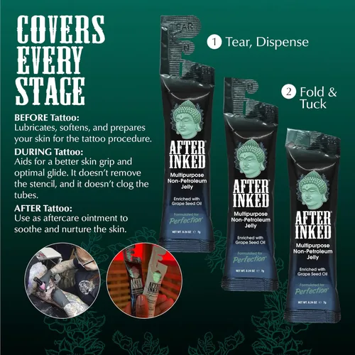 Miniatura 2 de After Inked Tattoo Aftercare - Gelatina sin petróleo, con aceite de semilla de uva, esencial para kit de tatuajes, PMU y cuidado posterior