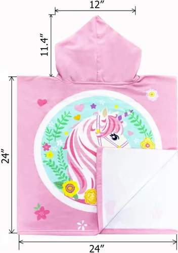 Miniatura 2 de NovForth Toalla de playa para niños y niñas, toalla de baño con capucha de sirena, toalla de piscina para niños pequeños con capucha Unicornio