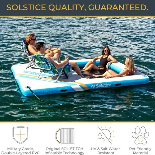 Miniatura 7 de Solstice Hangout Ring Inflatable Dock, Floating Water Raft Platform
