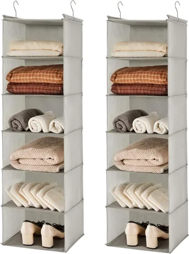 MAX Houser Organizador colgante de armario de 6 niveles, estante colgante de armario con 2 ganchos resistentes para almacenamiento, paquete de 2,