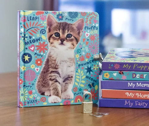 Miniatura 3 de Mollybee Kids - Diario para niños con candado, diseño de gatito