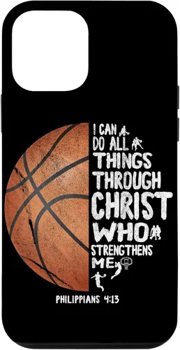 Miniatura 16 de Funda de baloncesto para iPhone 17 con texto en inglés "I can do All Things Through Christ Philippians
