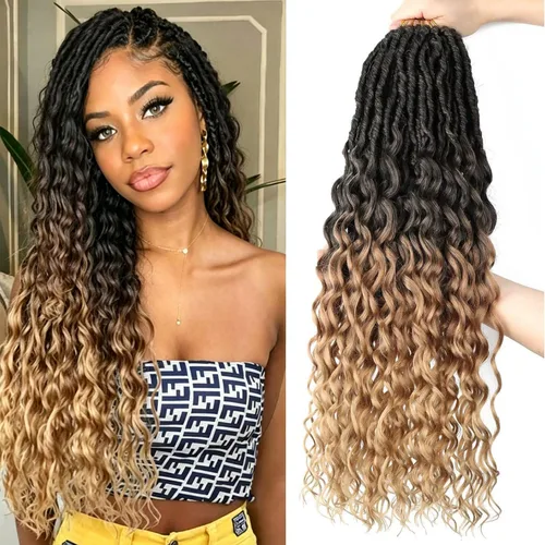 Miniatura 20 de Extensiones de cabello de rizos profundos de 14 pulgadas, 8 paquetes, Rizos tejidos en crochet suaves con puntas rizadas, Rizos de diosa tejidos